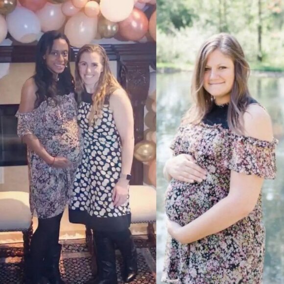 Slate‎ and Willow Floral Maternity Dress Off Shoulder Lace Shift Size XL Pink - Picture 2 of 12